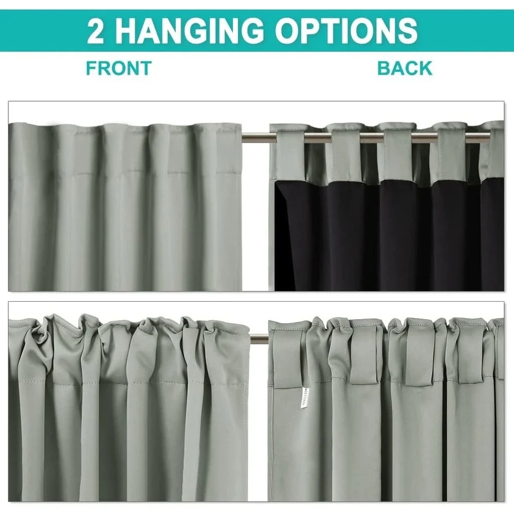 Blackout Curtain Panels - Window Treatment Room Darkening Drapes - Grey‎ Gray